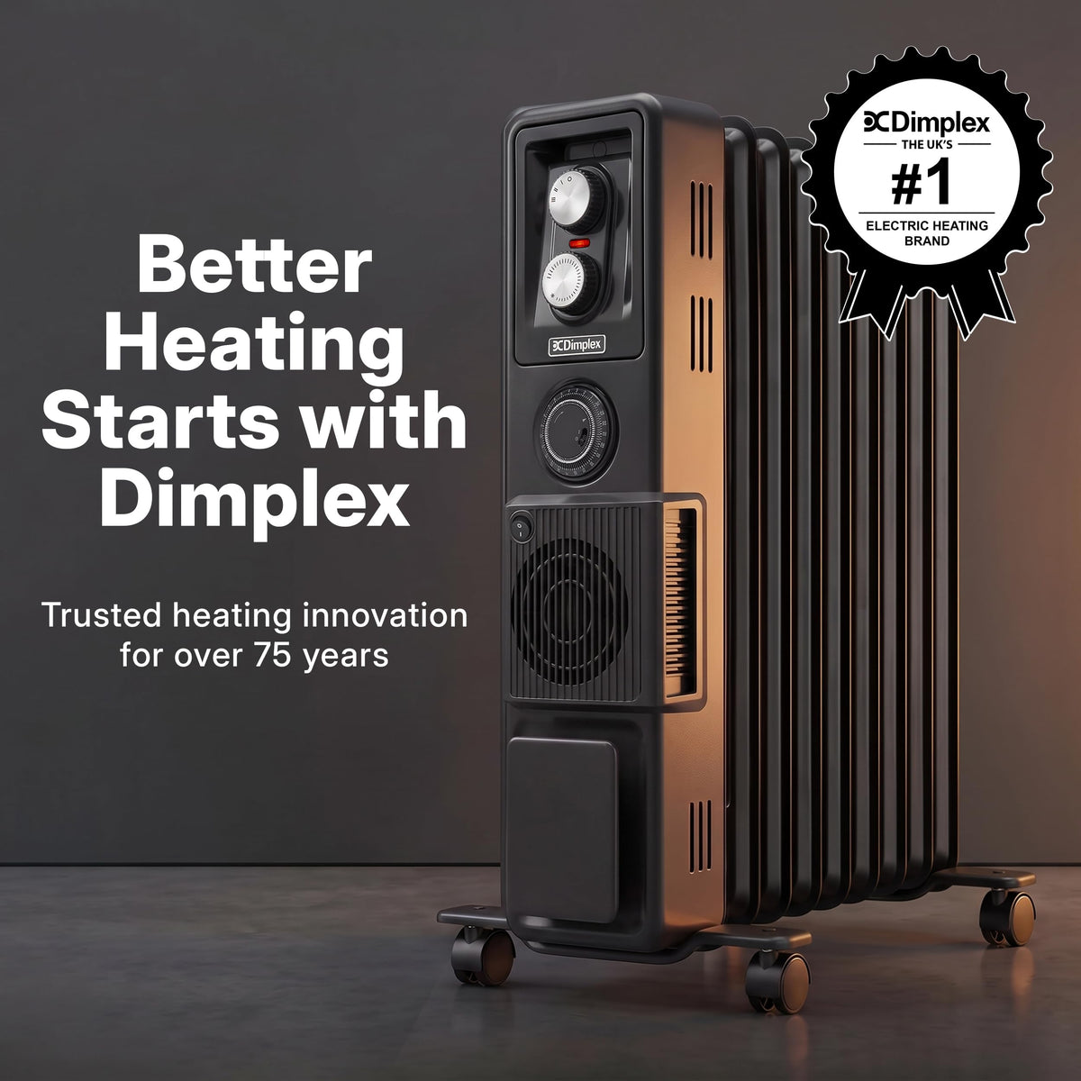 Dimplex ECR20TIE Oil Free Portable Radiator, 2kW Electric Heater, Timer