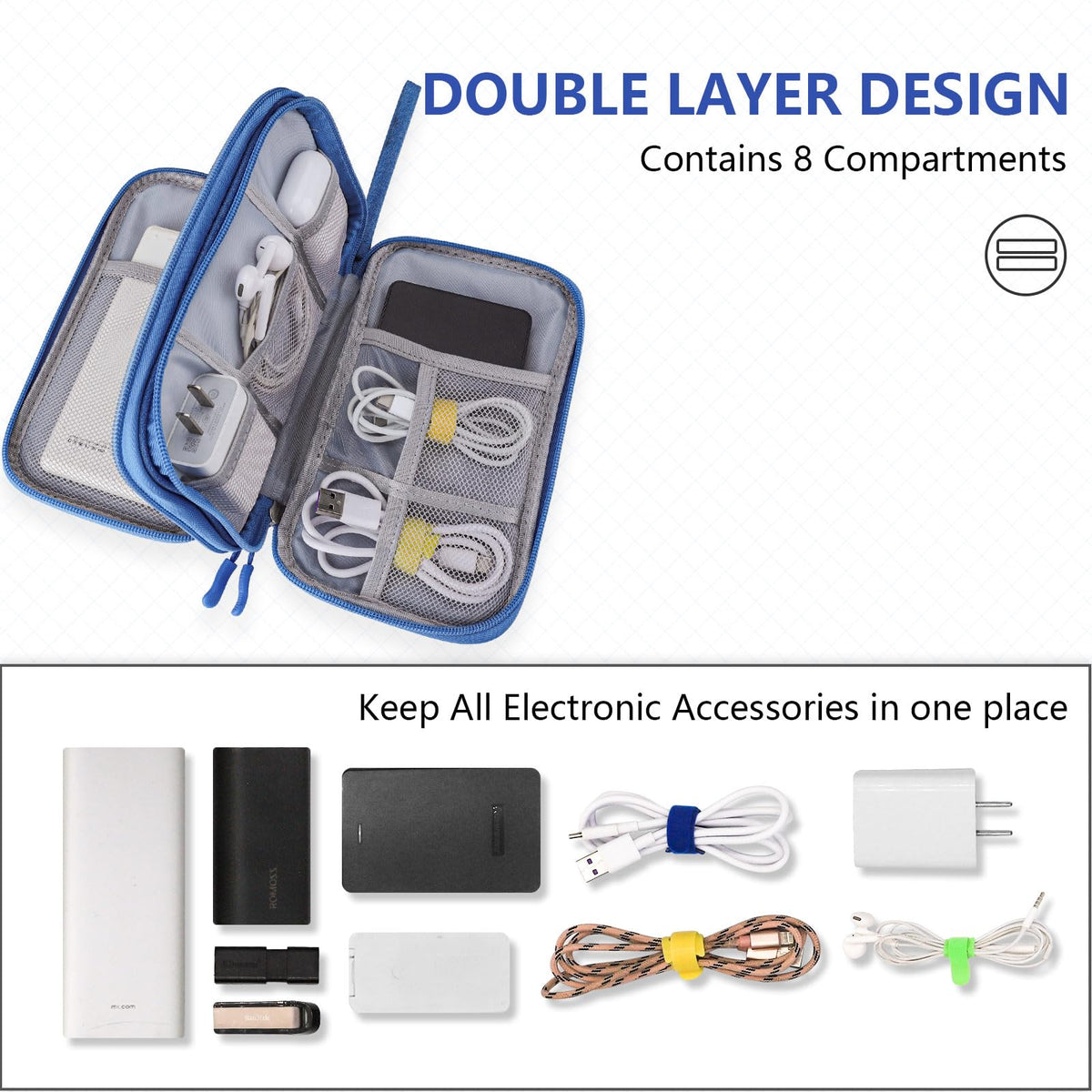 Teskyer Travel Cable Organiser Bag, Travel Essential, Black