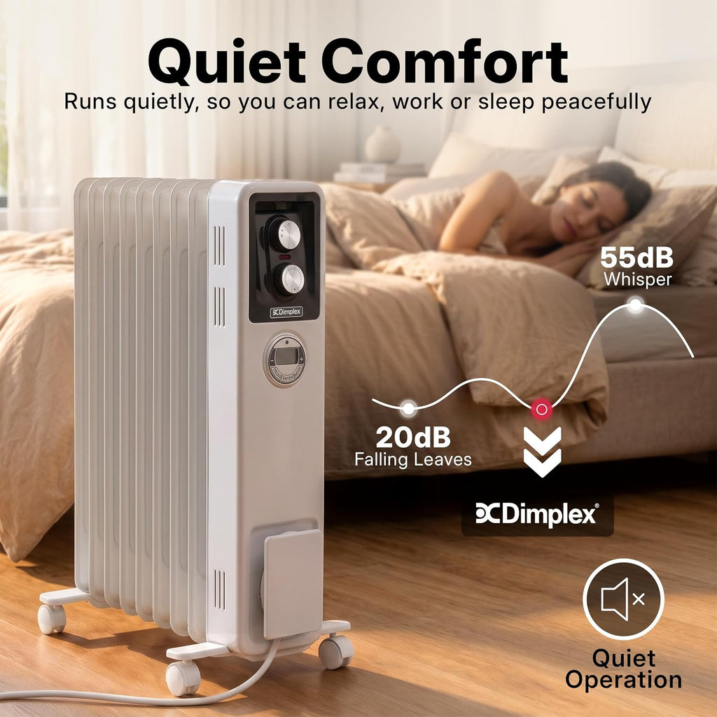Dimplex ECR20TIE Oil Free Portable Radiator, 2kW Electric Heater, Timer