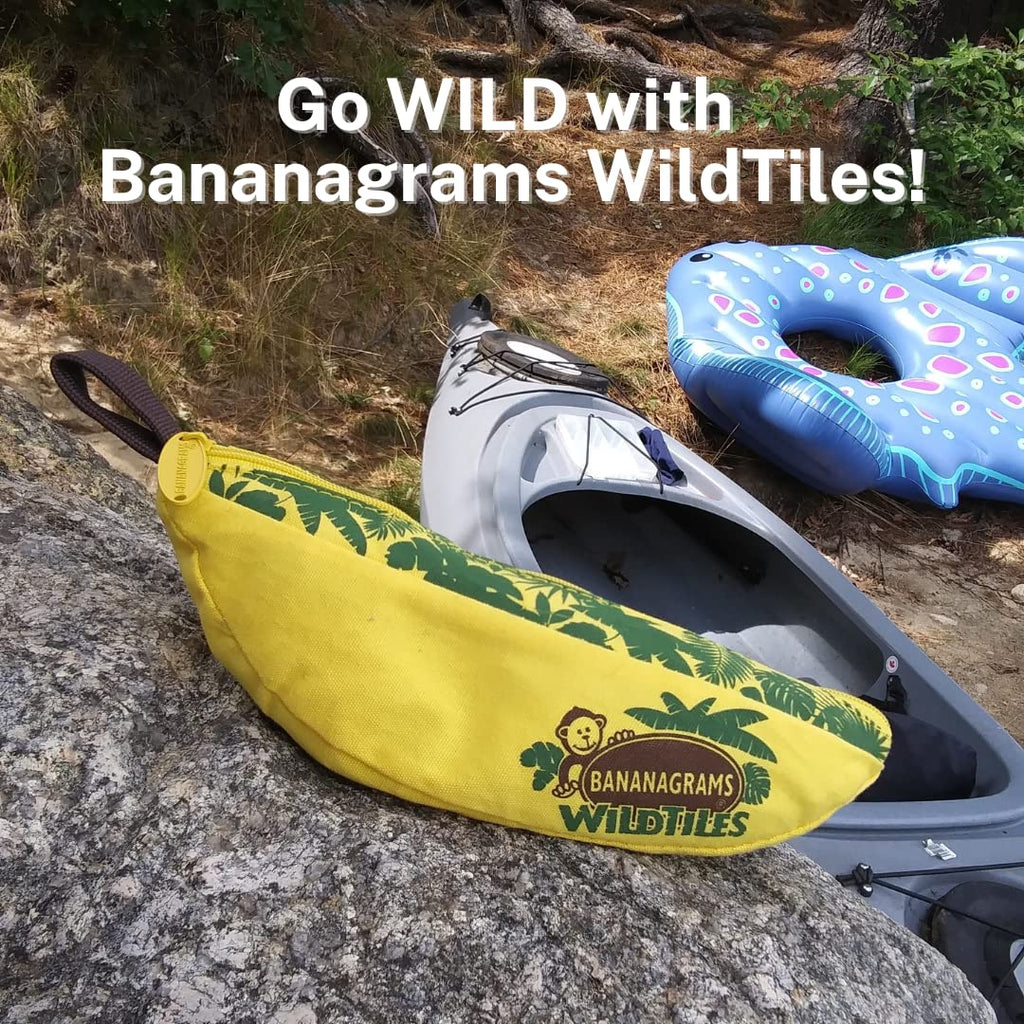 Bananagrams Classic Word Game, 144 Tiles in Banana Pouch, Travel Game