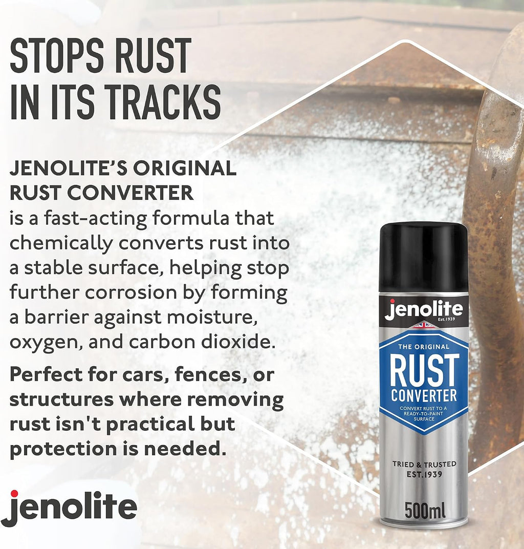 JENOLITE Rust Converter Spray 500ml - Aerosol Rust Treatment for Metal