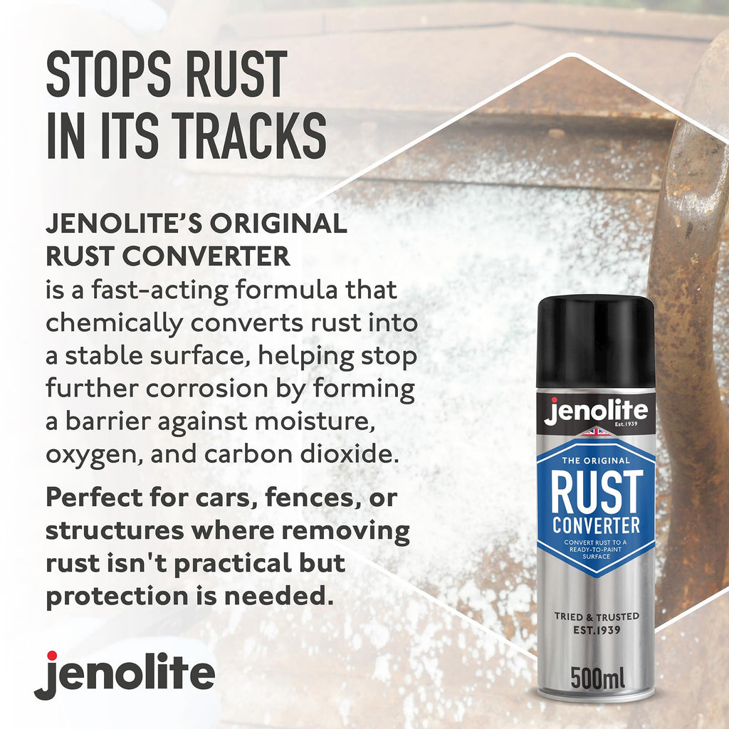 JENOLITE Rust Converter Spray 500ml - Aerosol Rust Treatment for Metal