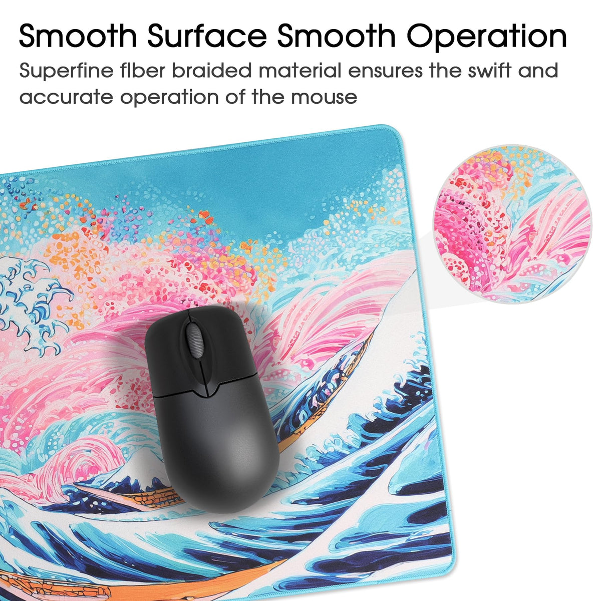 Gaming Mouse Mat Desk Office Mouse Pad Large Size 800x300x3mm Comfortable Mousepad with Smooth Cloth Surface, Improved Precision and Speed (80x30 Black)