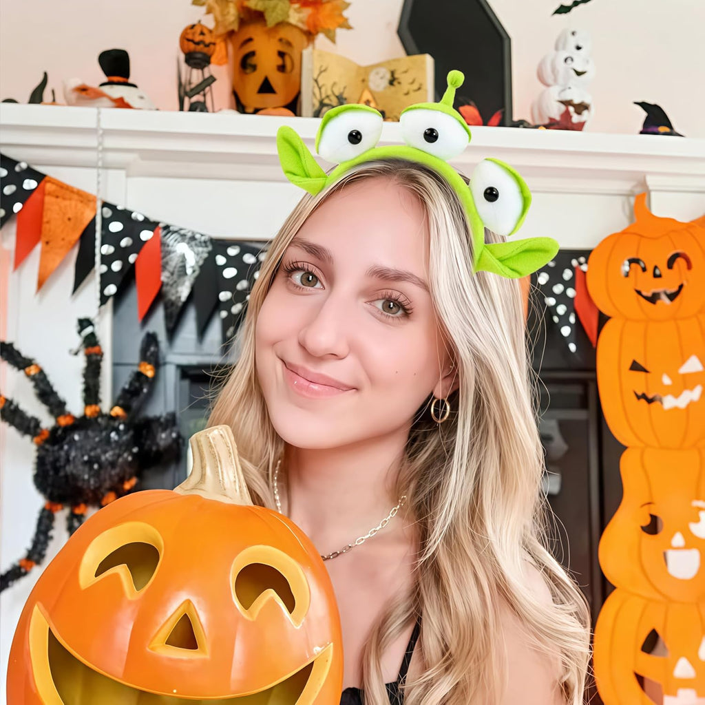 Green Three-eyed Alien Plush headband Alien Monster headband for Halloween Party Birthday, Christmas