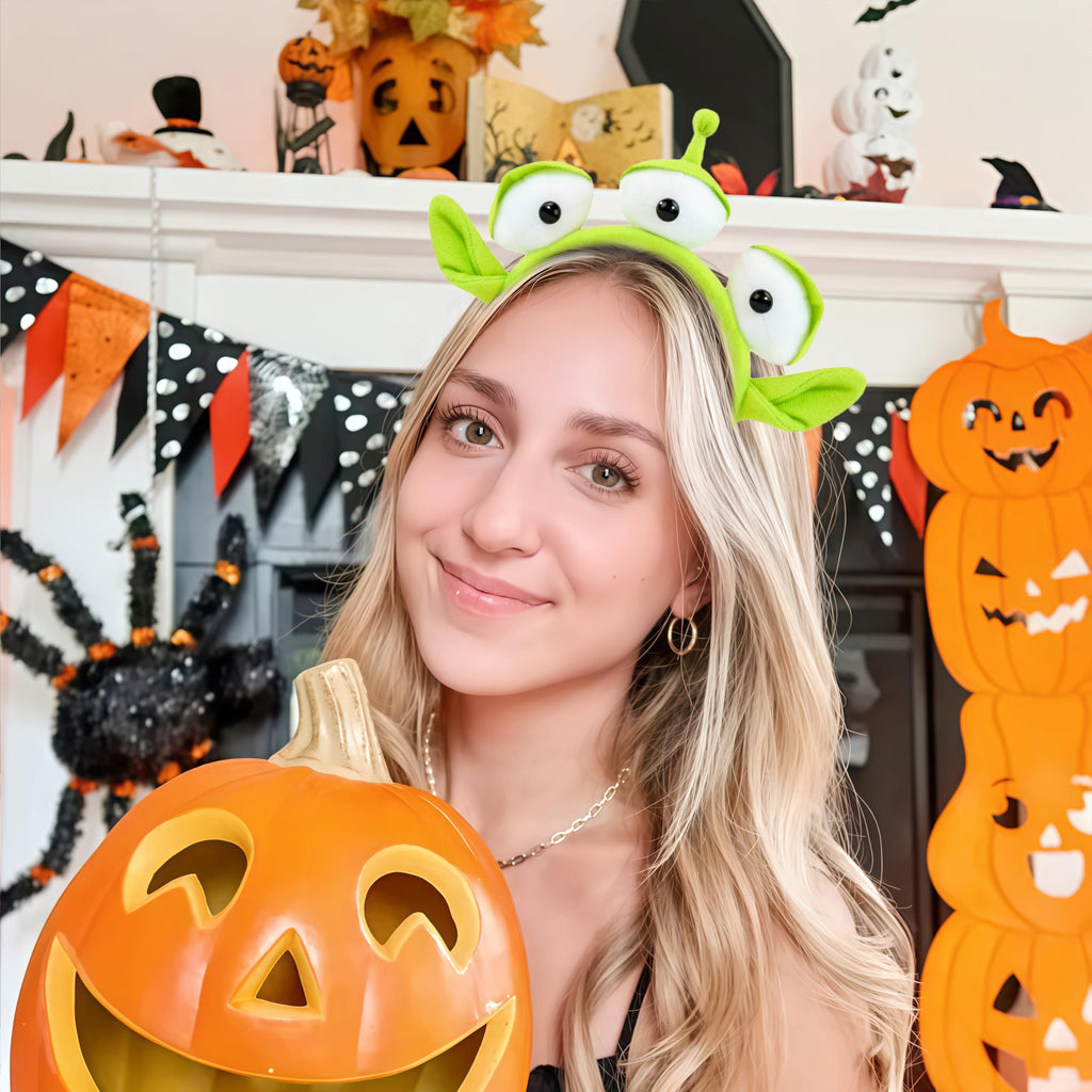 Green Three-eyed Alien Plush headband Alien Monster headband for Halloween Party Birthday, Christmas