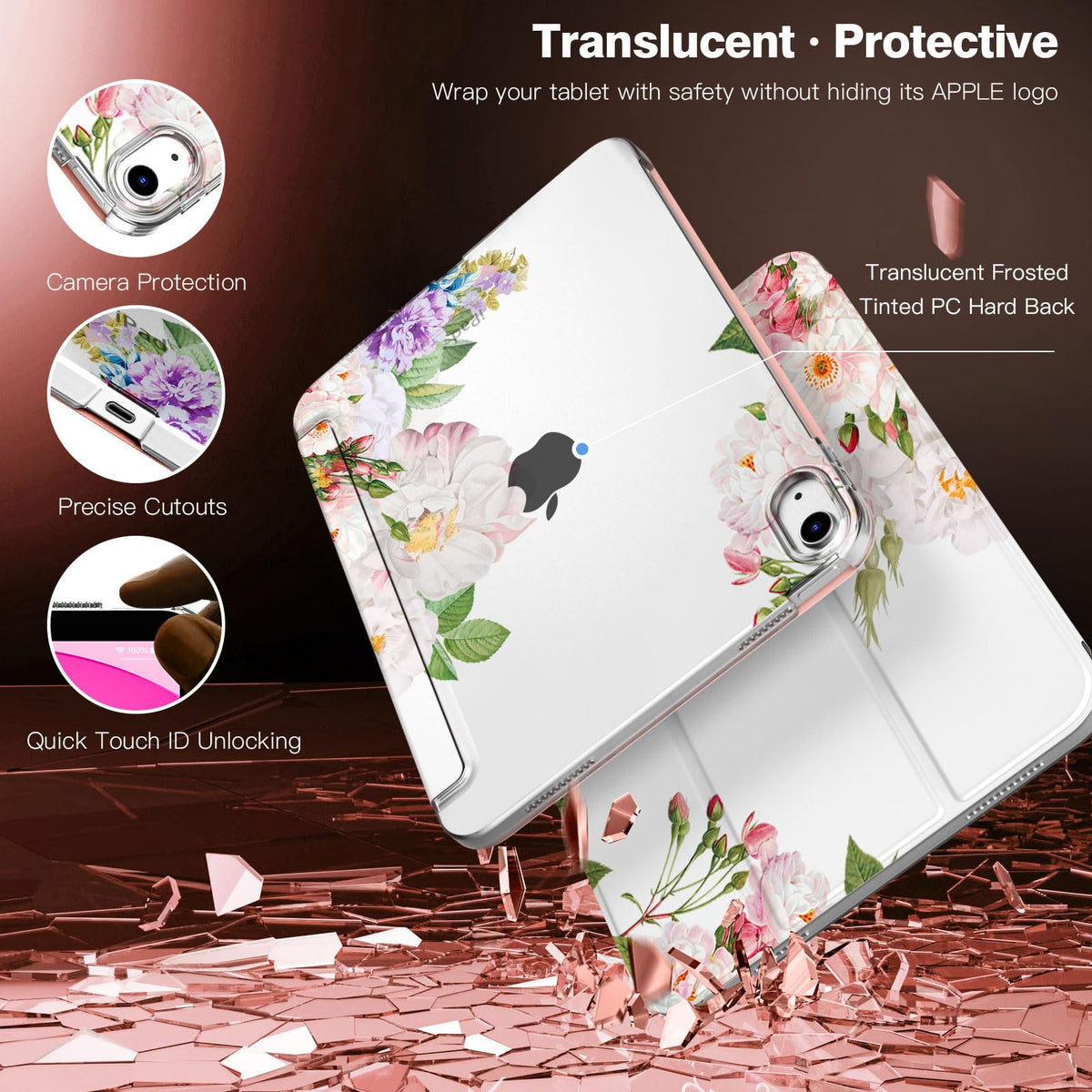 TiMOVO Case for iPad A16 11th Gen 11"/10th Gen 10.9", Colorful Flower