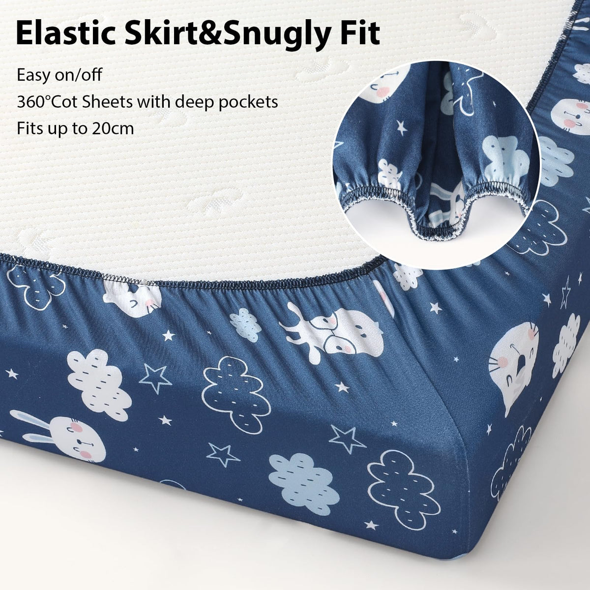 Next to Me Crib Sheets 85x51cm Fitted, 3 Pack Baby Cot Sheets, Ultral Soft & Silky Smooth Microfiber Bedside Crib Fitted Sheets Pink Rainbow