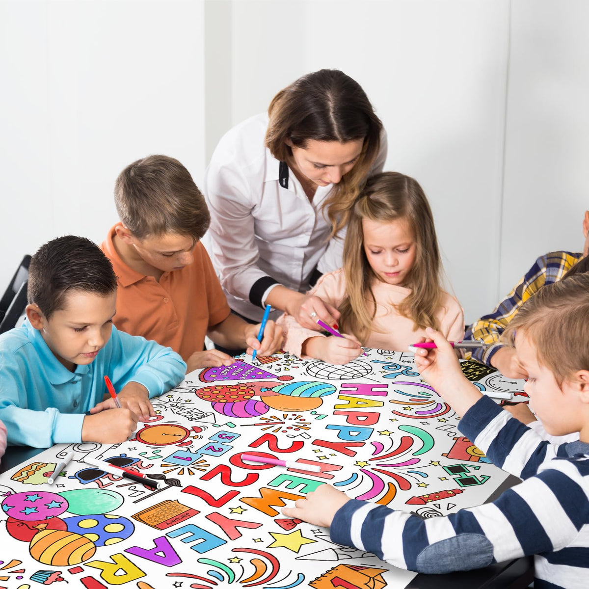 Gatherfun Ramadan Activity Poster & Home Decor - 31.5 x 72 Coloring Banner/Table Cover for Eid Mubarak Decoration, for School Parties & Ramadan Decoration