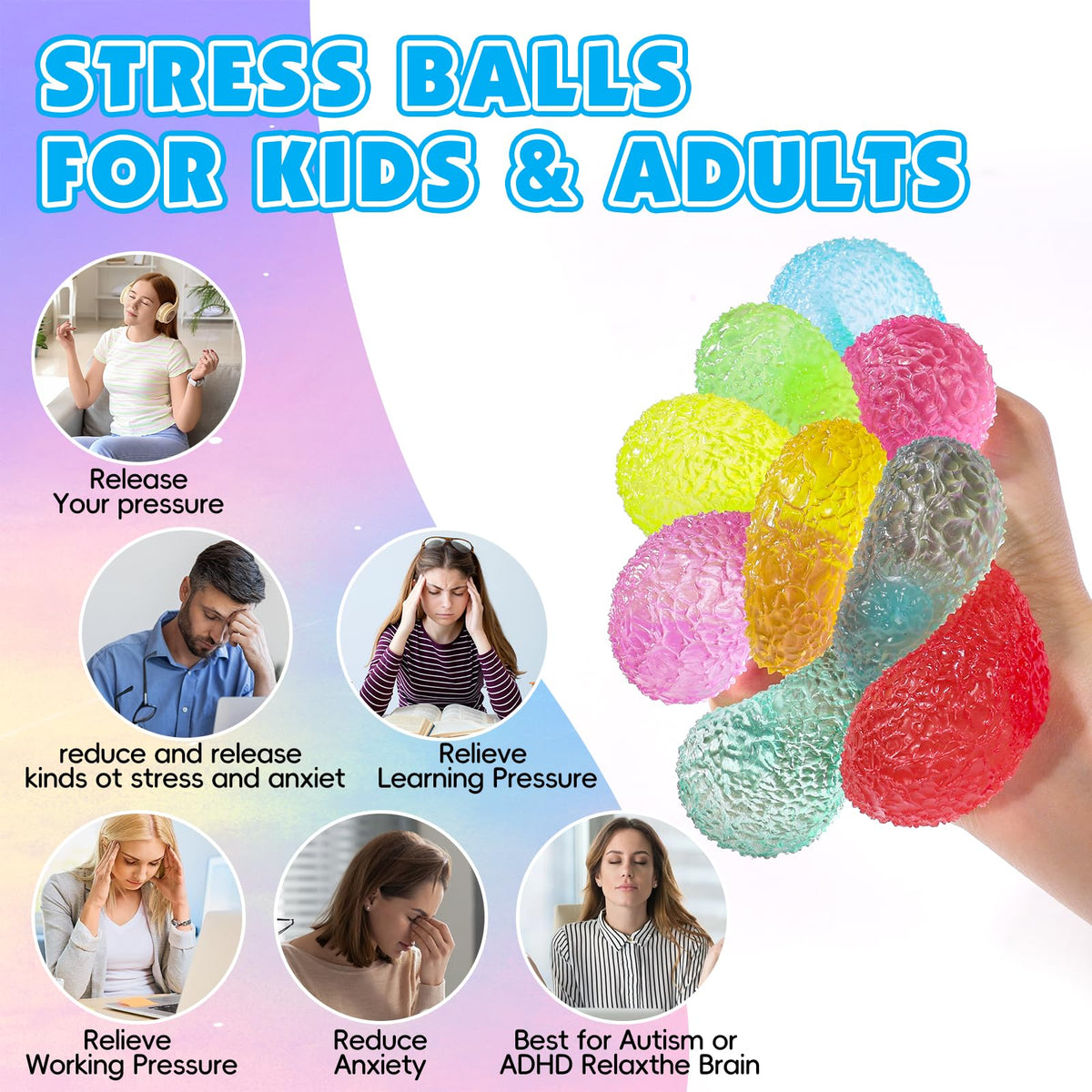 8 Pack Stress Cube ,Slow Rising Stress Balls for Adults