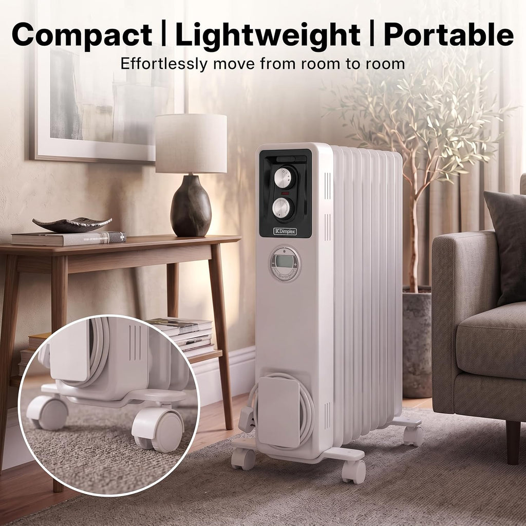 Dimplex ECR20TIE Oil Free Portable Radiator, 2kW Electric Heater, Timer
