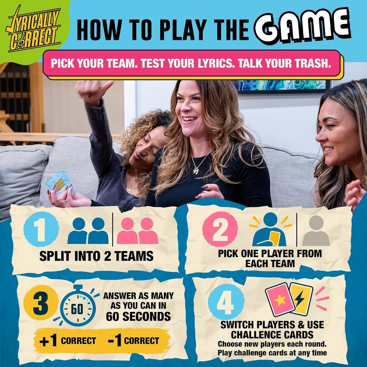 Lyrically Correct '90s & 2000s Pop Edition – Music Trivia Family Card Game