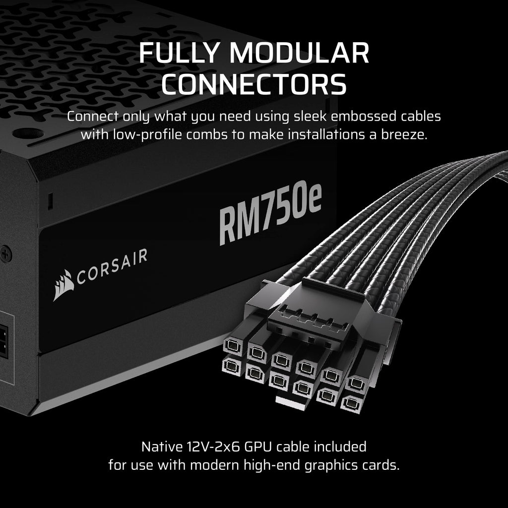 CORSAIR RM850e (2025) Fully Modular Low-Noise ATX Power Supply – Black