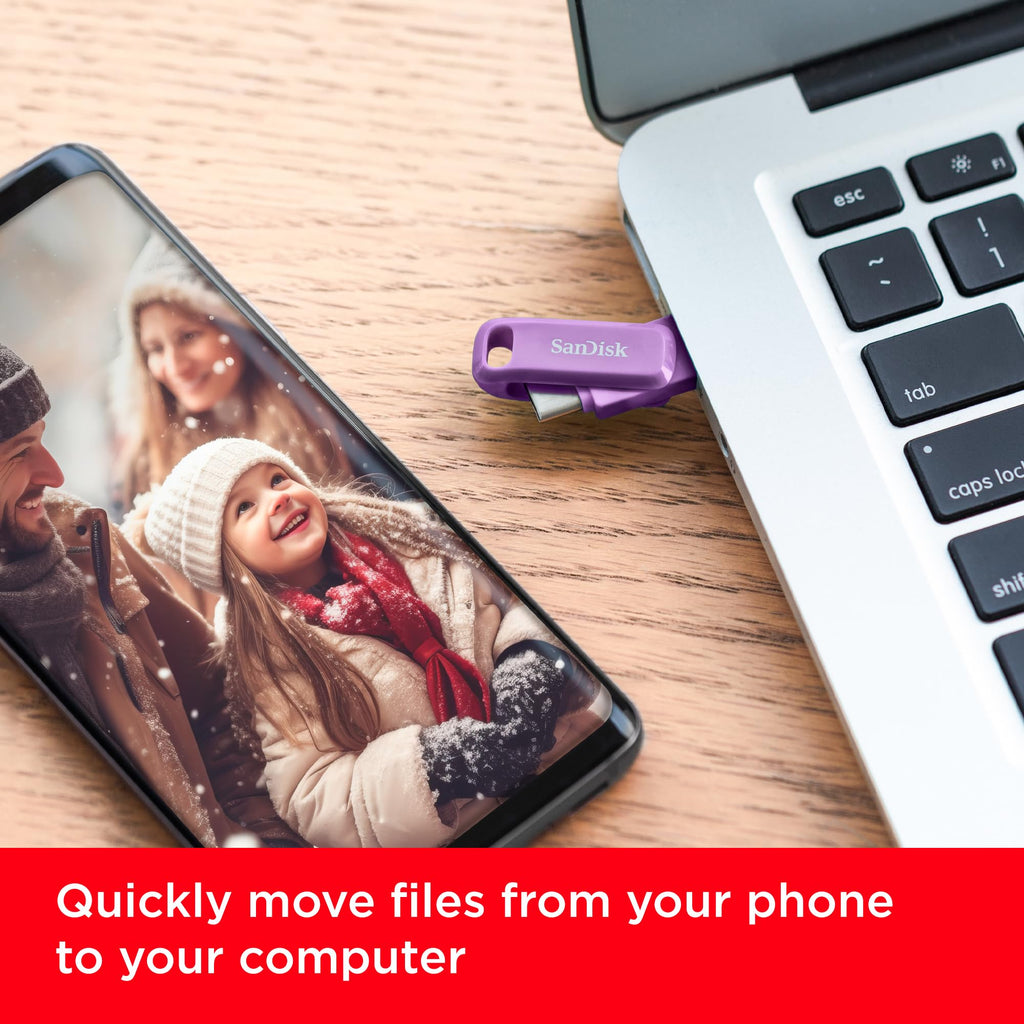 SANDISK Ultra Dual Drive Luxe 256GB, USB-C+USB-A, Up to 150MB/s Read Speeds