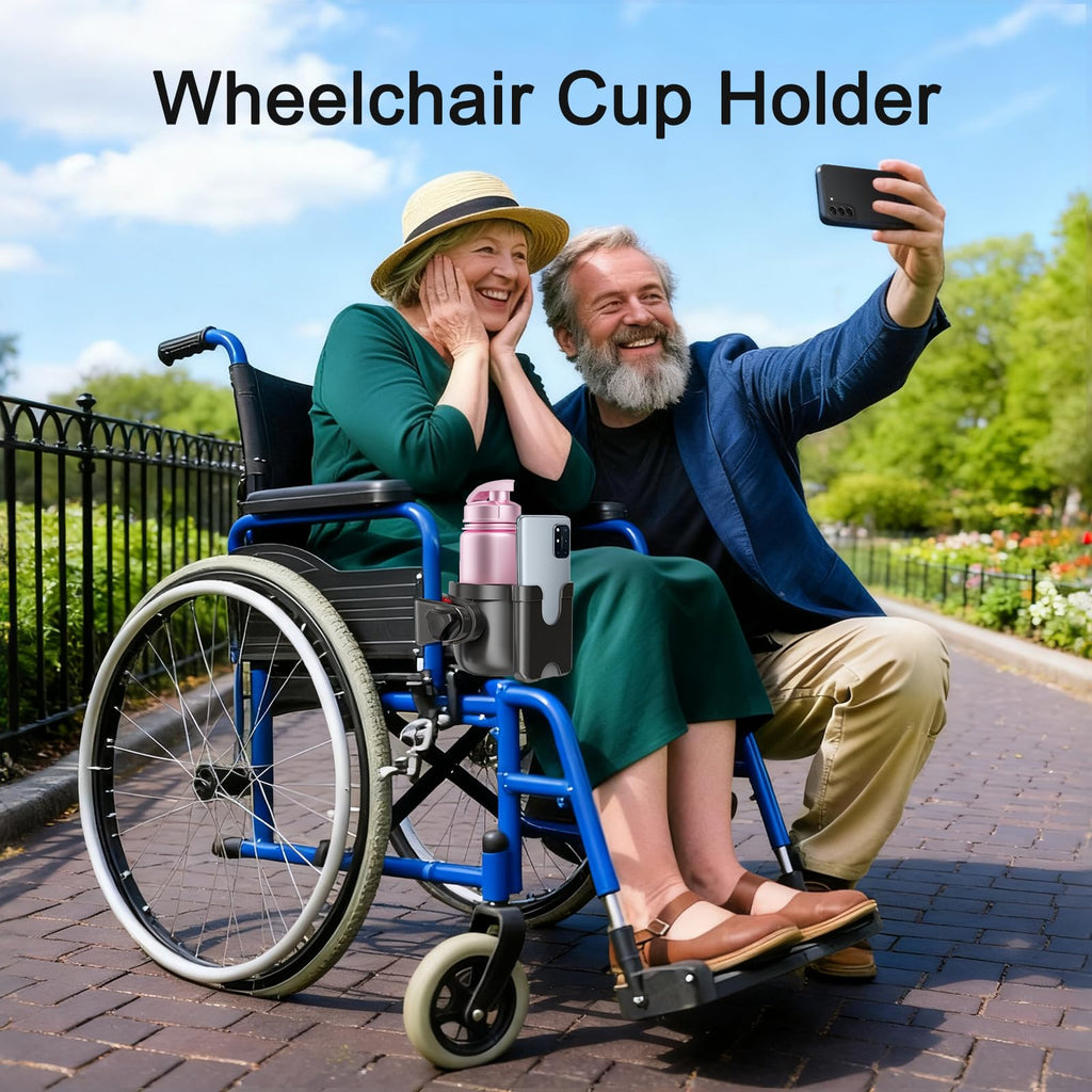 Wheelchair Cup Holder: Universal Cup Holder with Phone Holder for Pram Bike