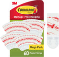 Command Poster Strips, Value Pack, 60 Adhesive Strips, White