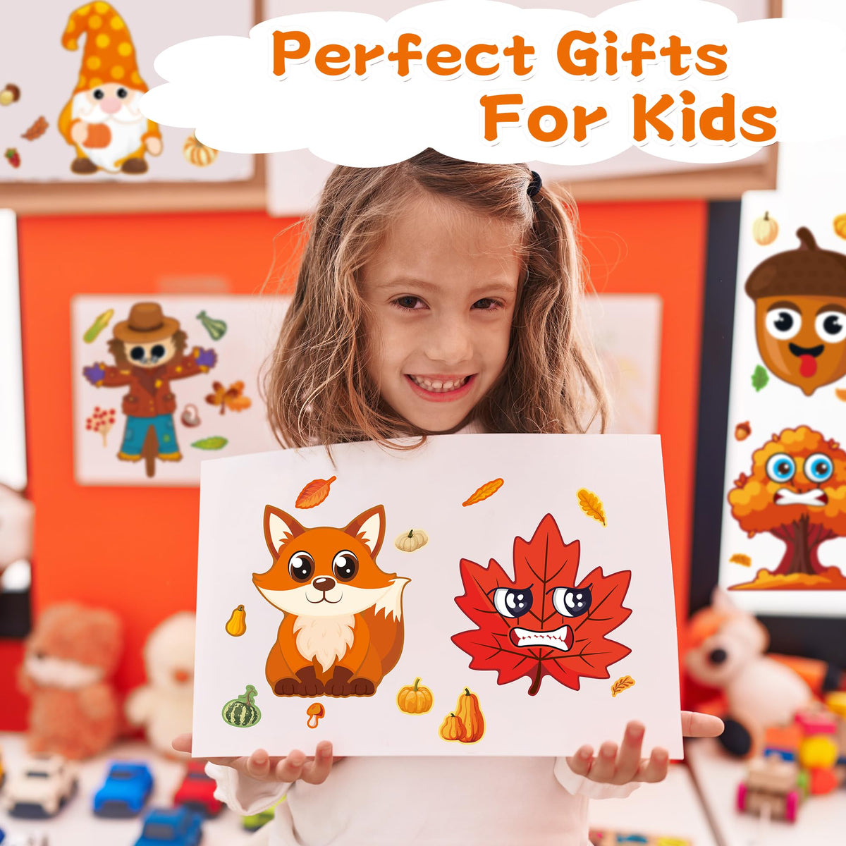48 Sheets Pumpkin Face Stickers Kids Halloween Party Favors Crafts