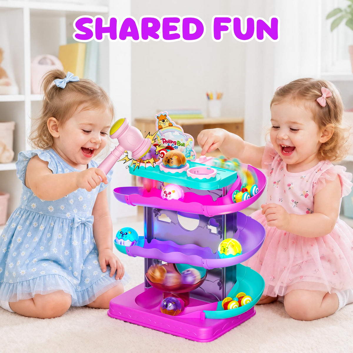 2-in-1 Ball Drop & Car Ramp Race Track Montessori Toy for Toddlers Ages 1-5
