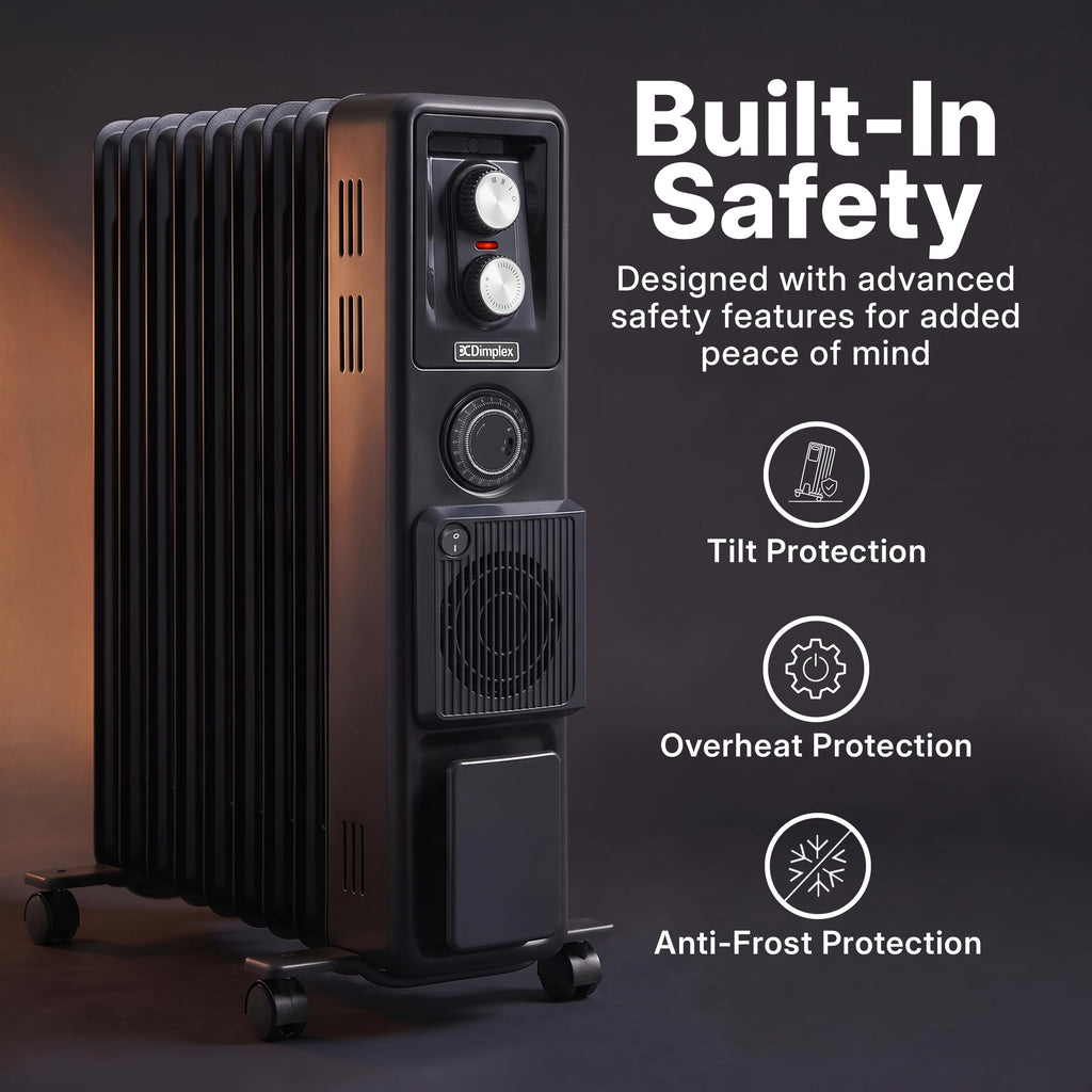 Dimplex ECR20TIE Oil Free Portable Radiator, 2kW Electric Heater, Timer