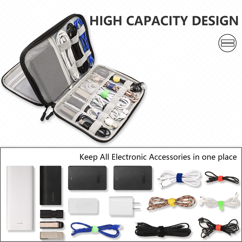 Teskyer Travel Cable Organiser Bag, Travel Essential, Black