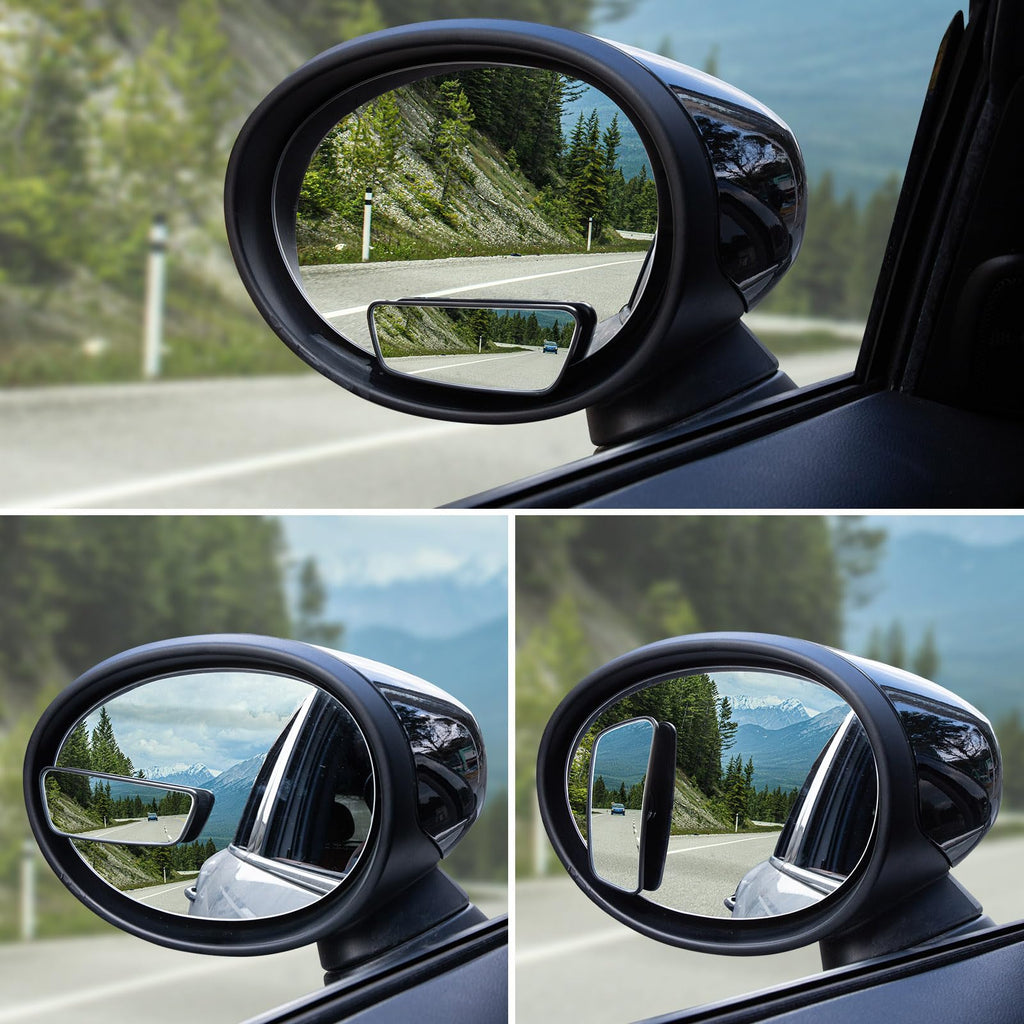 Spurtar Blind Spot Mirrors for Cars, Round Frameless 360° Rotate, 2 Pack