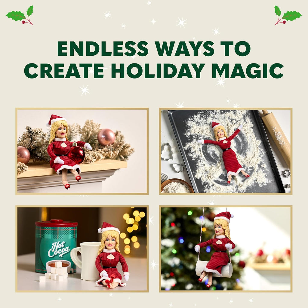 Dolly on the Holly Plush Doll - Holiday Dolly Parton Mantel Doll