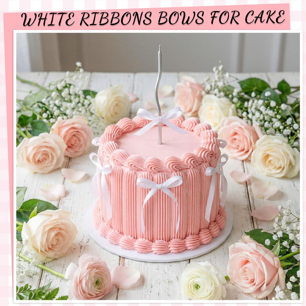 30 Pack Bow Cake Toppers Black Ribbon Bows for Cake Halloween Party Decor