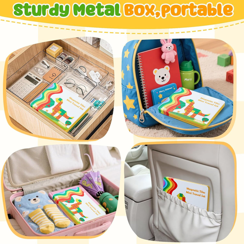 FNJO Mini Magnetic Tiles, 60PCS STEM Building Blocks Toy for Kids
