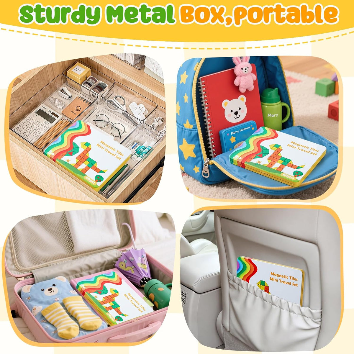 FNJO Mini Magnetic Tiles, 60PCS STEM Building Blocks Toy for Kids
