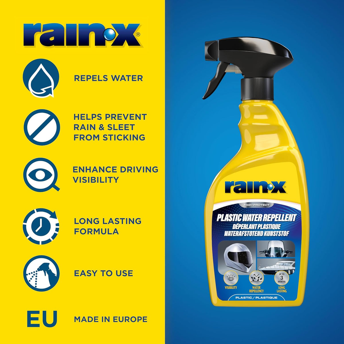 Rain-X Plastic Water Repellent - Hydrophobic Coating For Plastics - 500ml