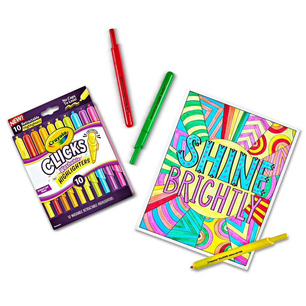 Crayola Clicks Retractable Tip Markers (10ct), Washable Cone Tip Art Marker Set, Cute Aesthetic School Supplies, Classroom Must Haves, Ages 8+