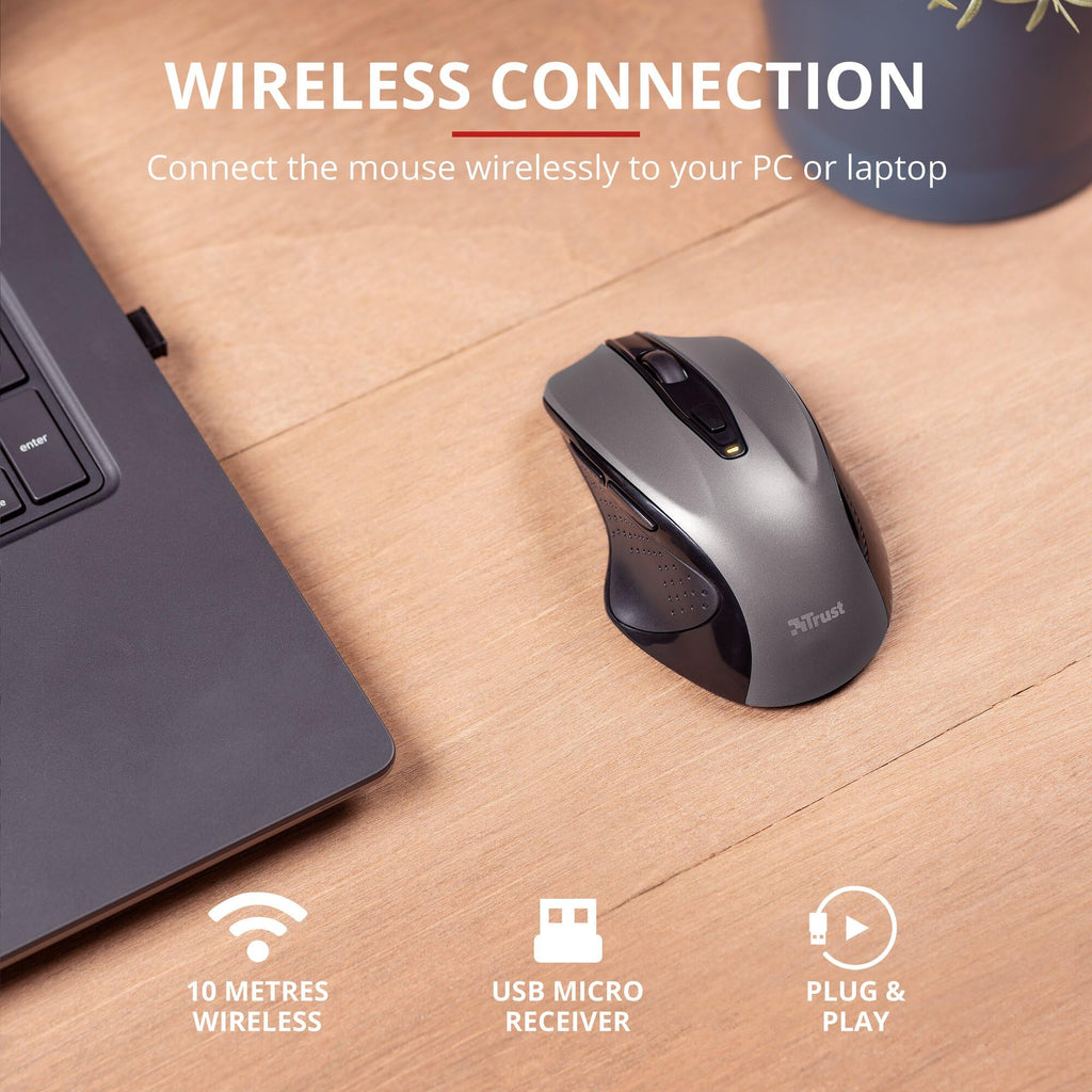 Trust Silent Wireless Mouse, Battery Included, 800-1600 DPI