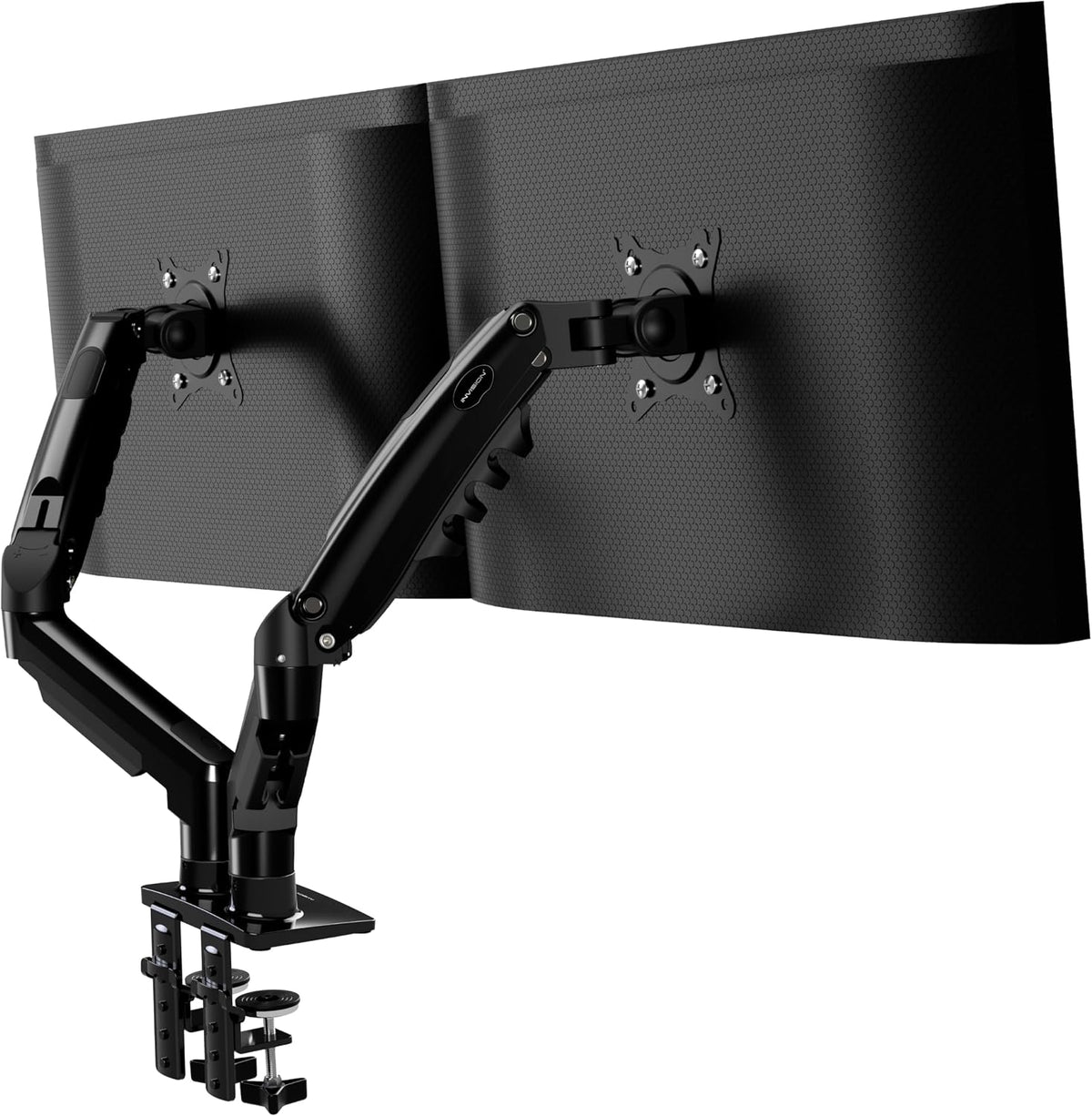 Invision Monitor Arm Desk Mount for 19-32 Inch Screens - VESA 75/100mm Desk Clamp Stand - Tool Free Height Adjustment with Tilt Swivel Rotate - Increased Load Capacity from 2-9kg MX400 Dual Arm