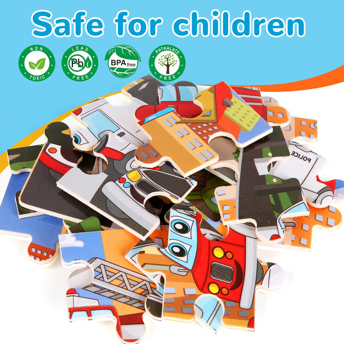 Wooden Puzzles Dinosaur Toys for Kids Ages 3-5, Set of 4 Packs with 20-Piece Wood Jigsaw Puzzles, Preschool Educational Brain Teaser Boards for Boys and Girls 3 4 5 6 Years Old