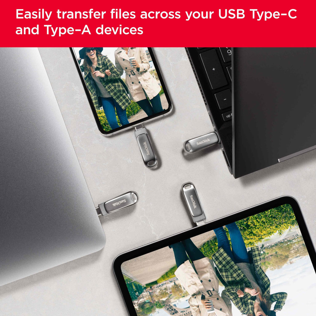 SANDISK Ultra Dual Drive Luxe 256GB, USB-C+USB-A, Up to 150MB/s Read Speeds