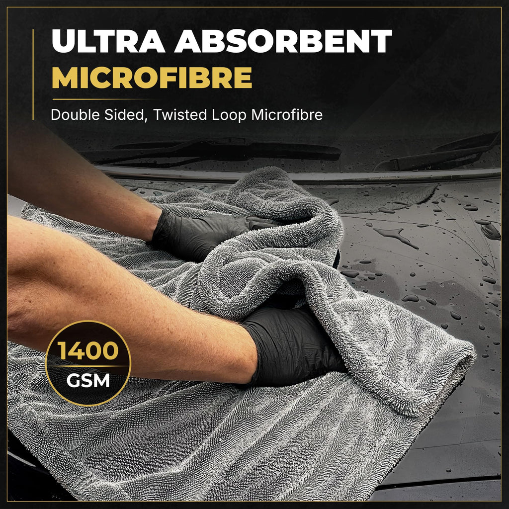 CarMax® - Original XXL Twisted Loop Car Drying Towel - Double-Sided - 90cm x 60cm 1400gsm Microfibre for fast streak-free drying and detailing