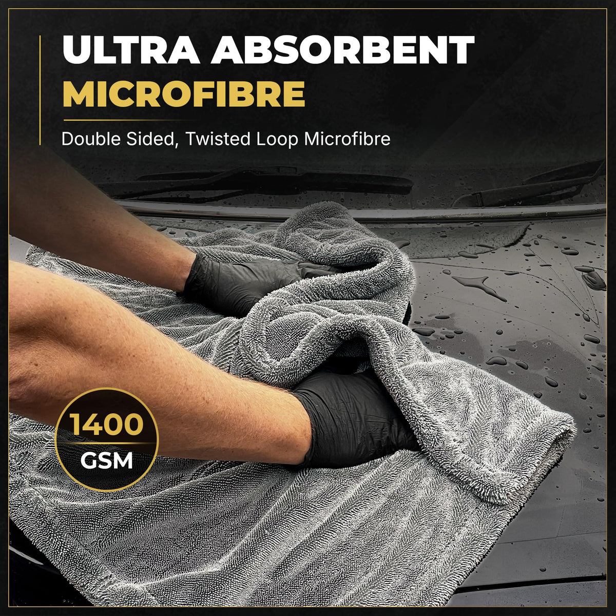 CarMax® - Original XXL Twisted Loop Car Drying Towel - Double-Sided - 90cm x 60cm 1400gsm Microfibre for fast streak-free drying and detailing