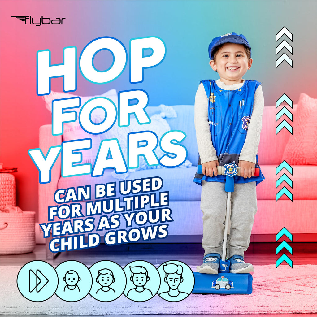 Flybar My First Foam Pogo Jumper for Kids Fun and Safe Pogo Stick, Durable Foam and Bungee Jumper for Ages 3 and up Toddler Toys, Supports up to 250lbs (Blue)