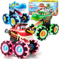 JOYIN 3 Pack Monster Truck Toy, Light Up Cars Press and Go Dinosaur Trucks