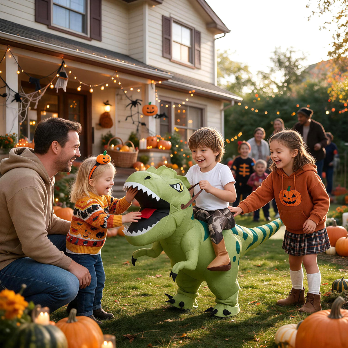 Inflatable Dinosaur Costume for Kids,Blow Up Halloween T Rex Suit