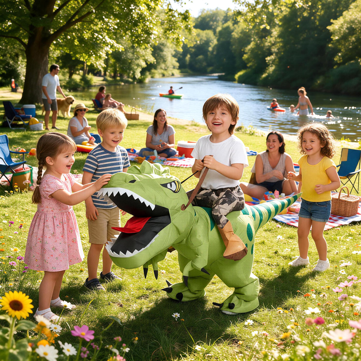 Inflatable Dinosaur Costume for Kids,Blow Up Halloween T Rex Suit