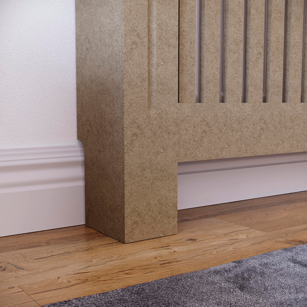 Vida Designs Chelsea Radiator Cover White - Medium - Modern Vertical Slat Design For Optimal Heat Circulation - H82xW111xD19cm - Painted MDF Cabinet Ideal For Living Room & Hallway