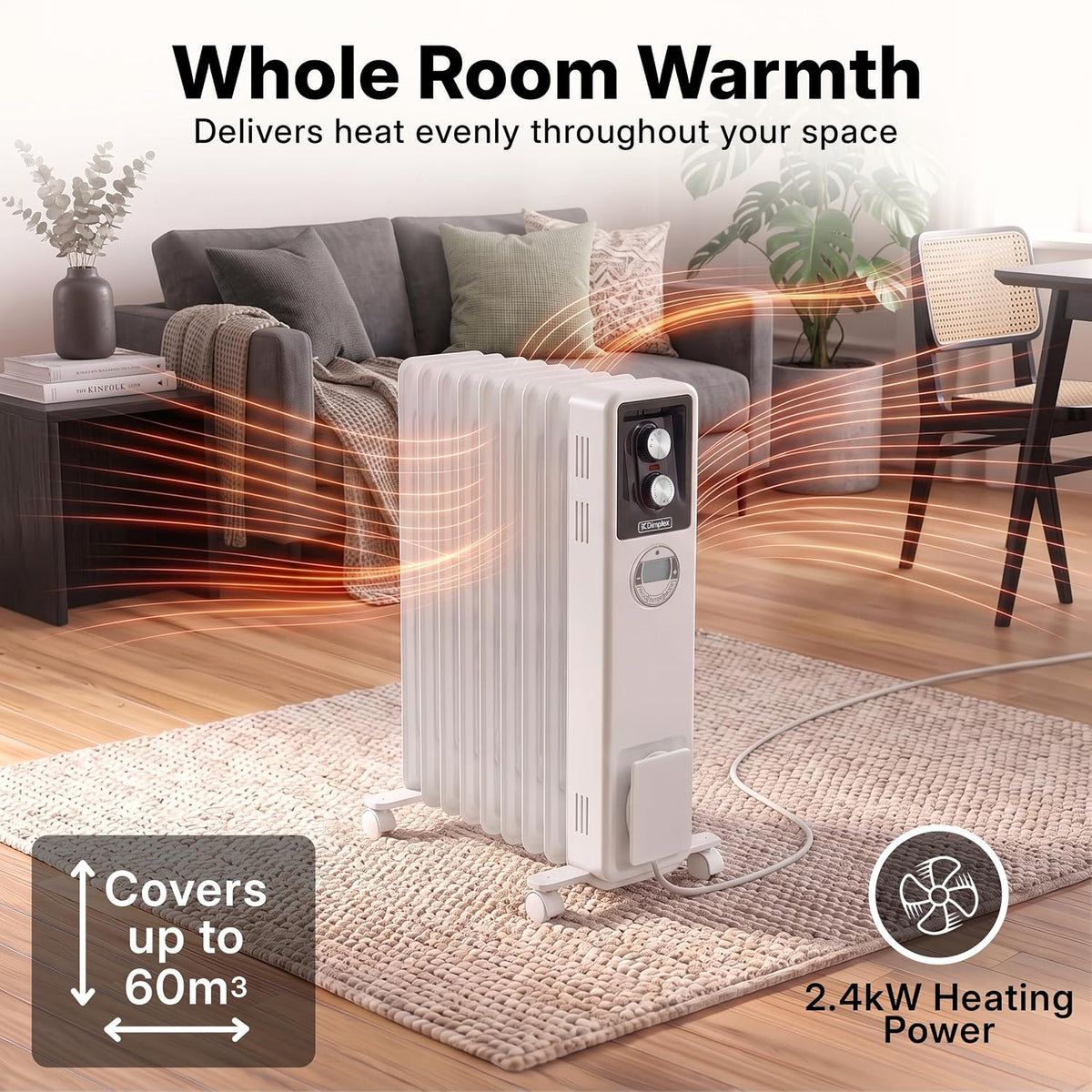 Dimplex ECR20TIE Oil Free Portable Radiator, 2kW Electric Heater, Timer