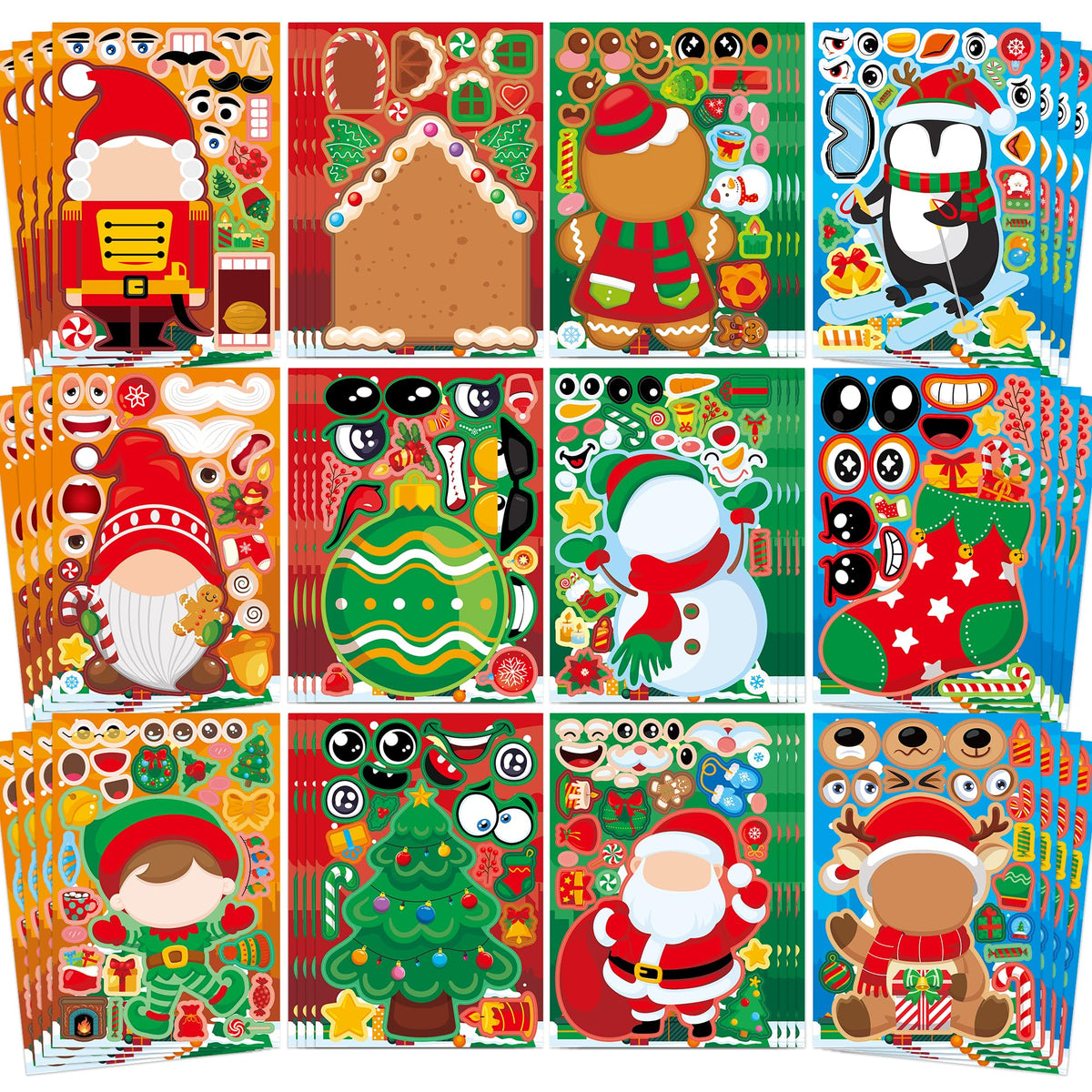 48 Sheets Pumpkin Face Stickers Kids Halloween Party Favors Crafts