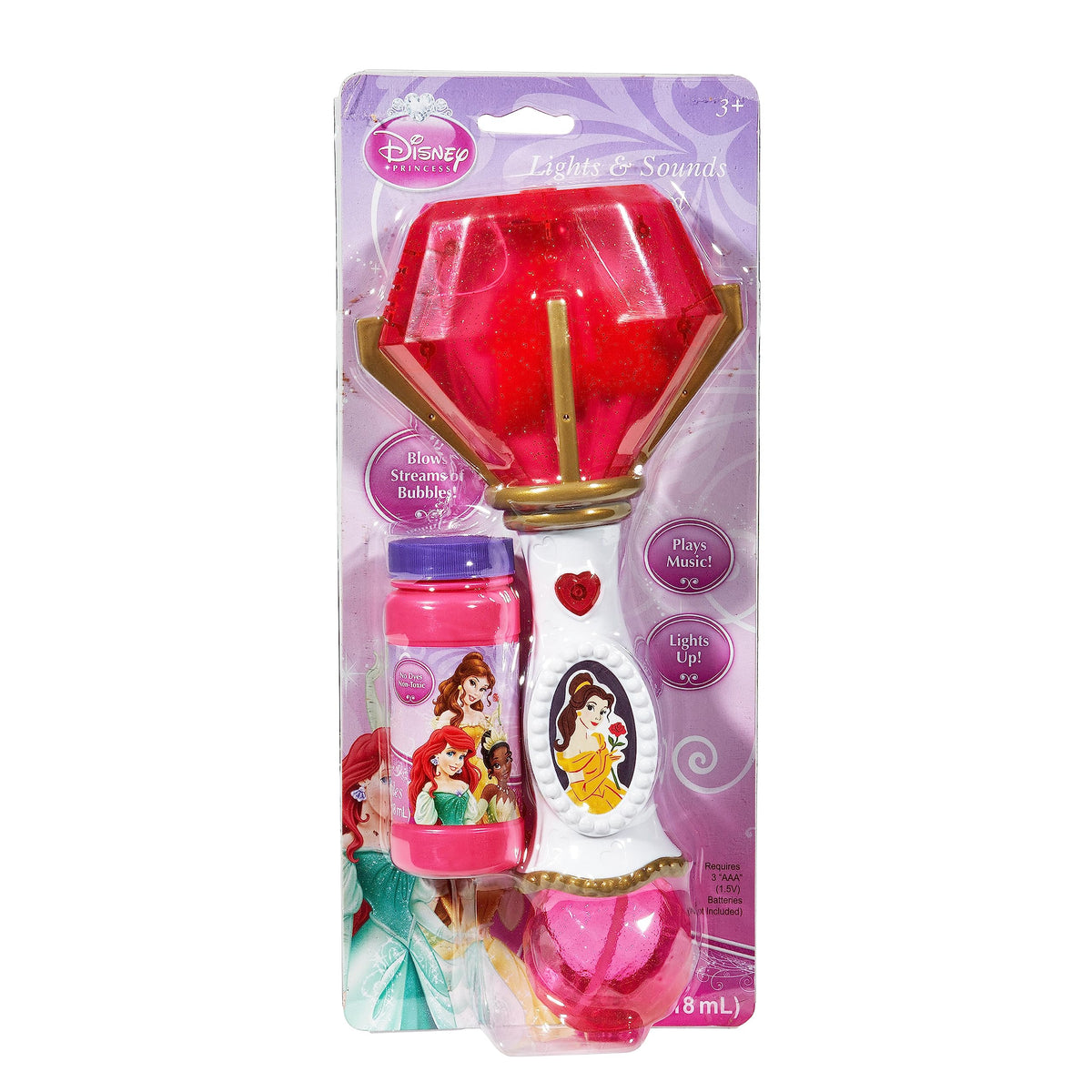 Little Kids Disney Mickey Mouse Light and Sound Musical Bubble Wand, Includes Bubble Solution, Multi (20511)