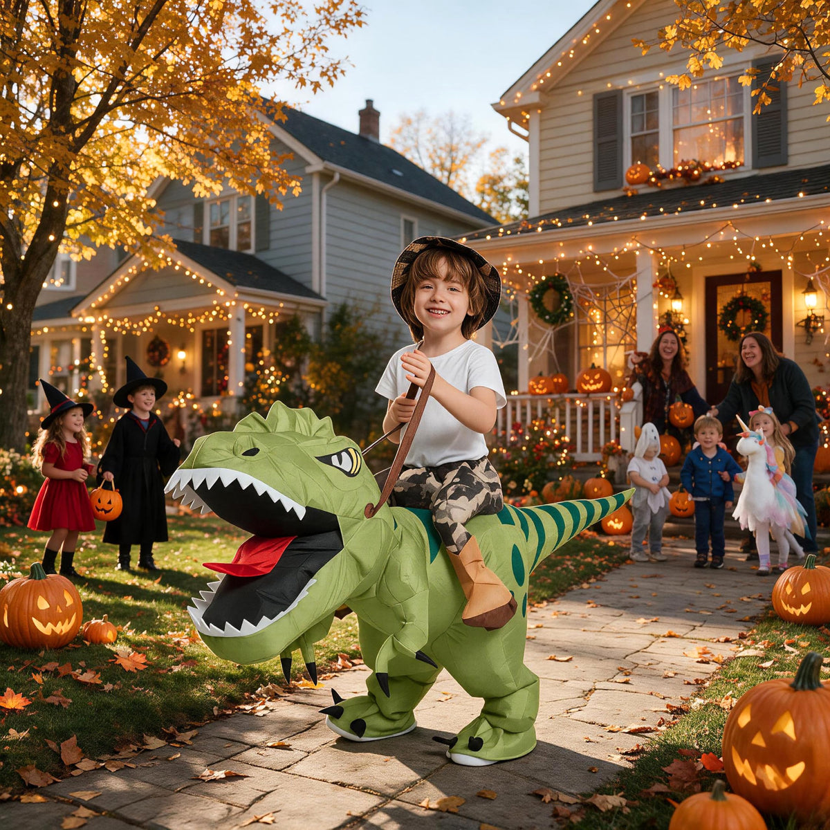 Inflatable Dinosaur Costume for Kids,Blow Up Halloween T Rex Suit