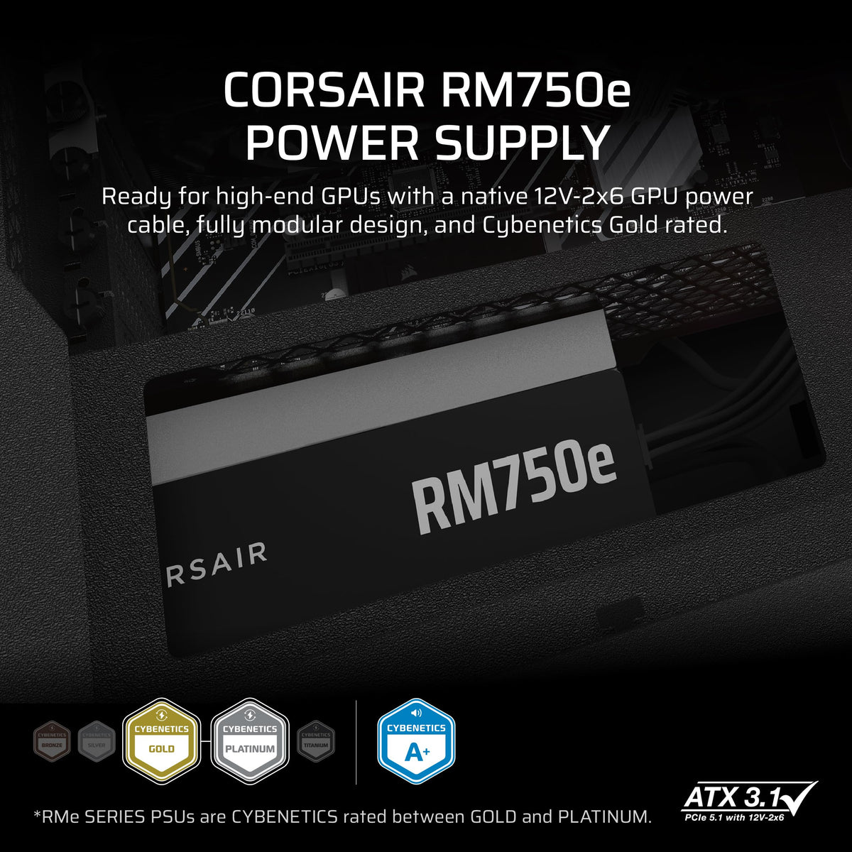 CORSAIR RM850e (2025) Fully Modular Low-Noise ATX Power Supply – Black