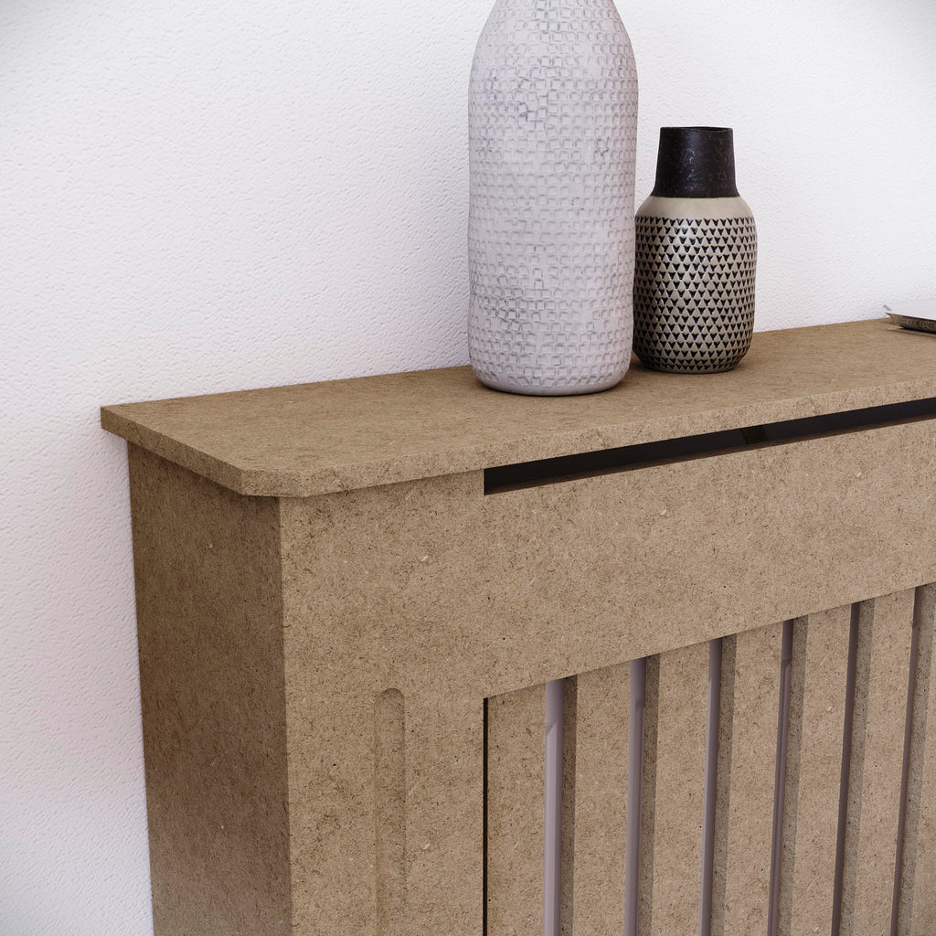 Vida Designs Chelsea Radiator Cover White - Medium - Modern Vertical Slat Design For Optimal Heat Circulation - H82xW111xD19cm - Painted MDF Cabinet Ideal For Living Room & Hallway