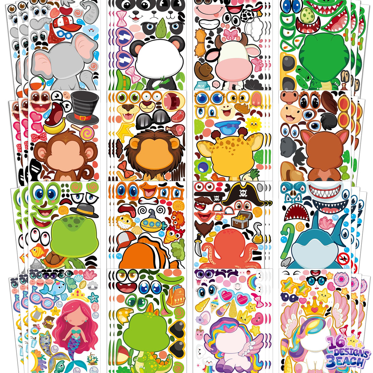 48 Sheets Pumpkin Face Stickers Kids Halloween Party Favors Crafts