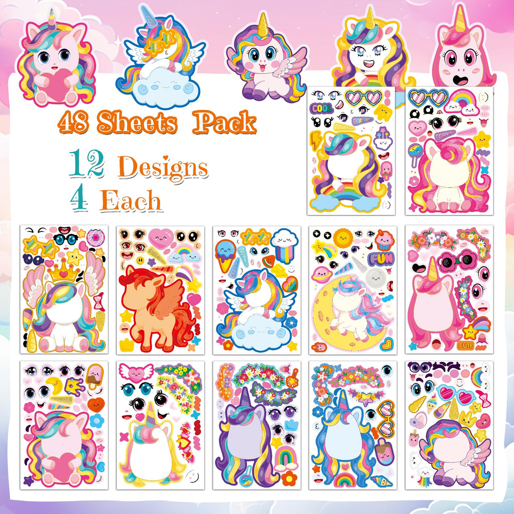 48 Sheets Pumpkin Face Stickers Kids Halloween Party Favors Crafts