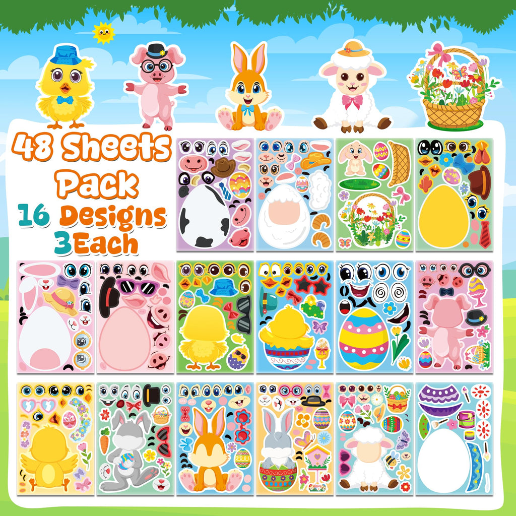 48 Sheets Pumpkin Face Stickers Kids Halloween Party Favors Crafts